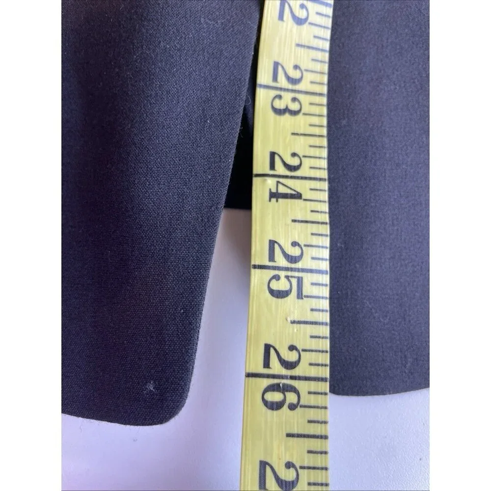 Vintage Larry Levine Snap Front Blazer Womens 14 Black Stretch Career Minimalist